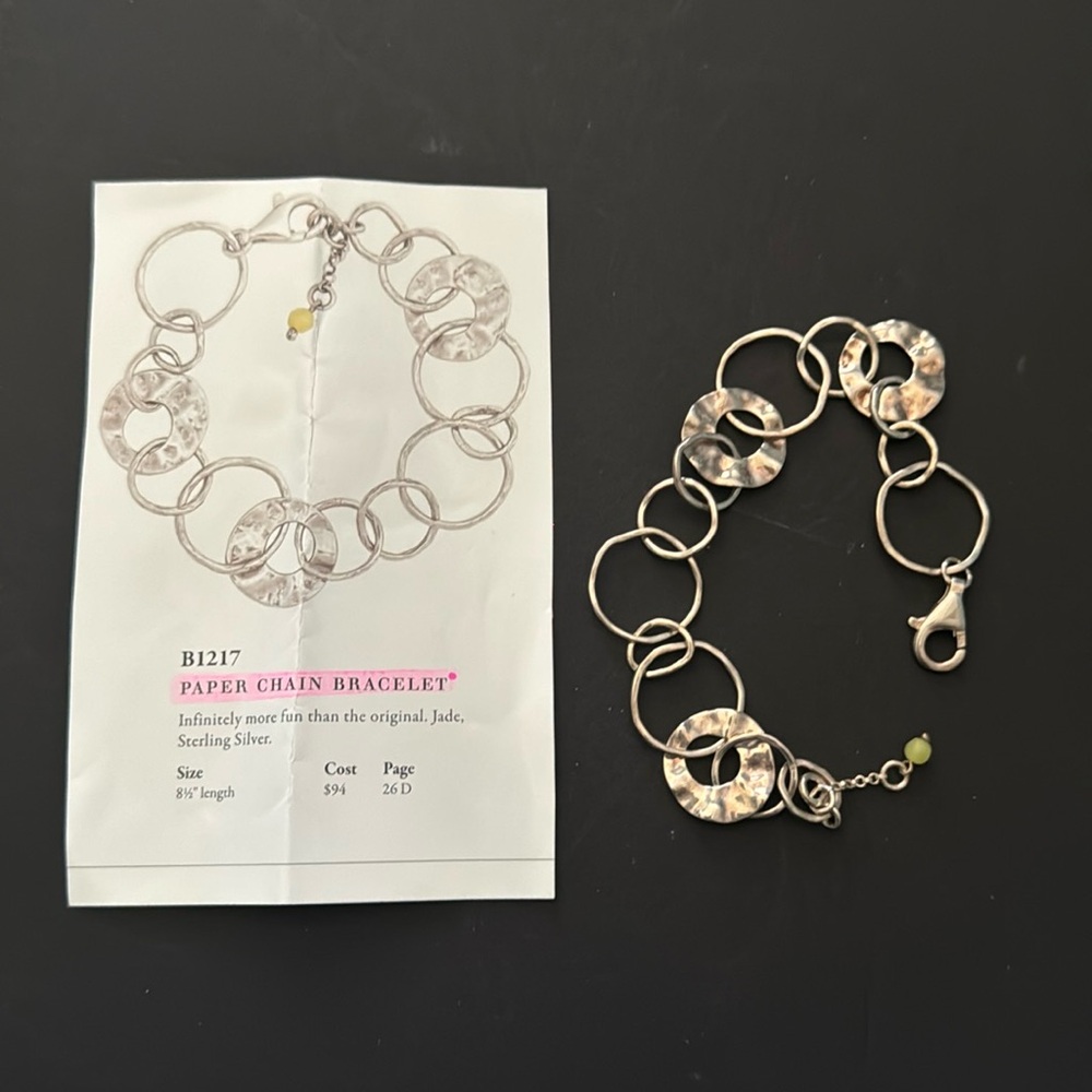Silpada Paper Chain Bracelet - Hammered Sterling Silver .925 Retired Bracelet.